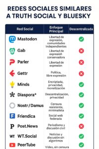 INFOGRAFIA : Redes Sociales similares a Truth Social y Bluesky
