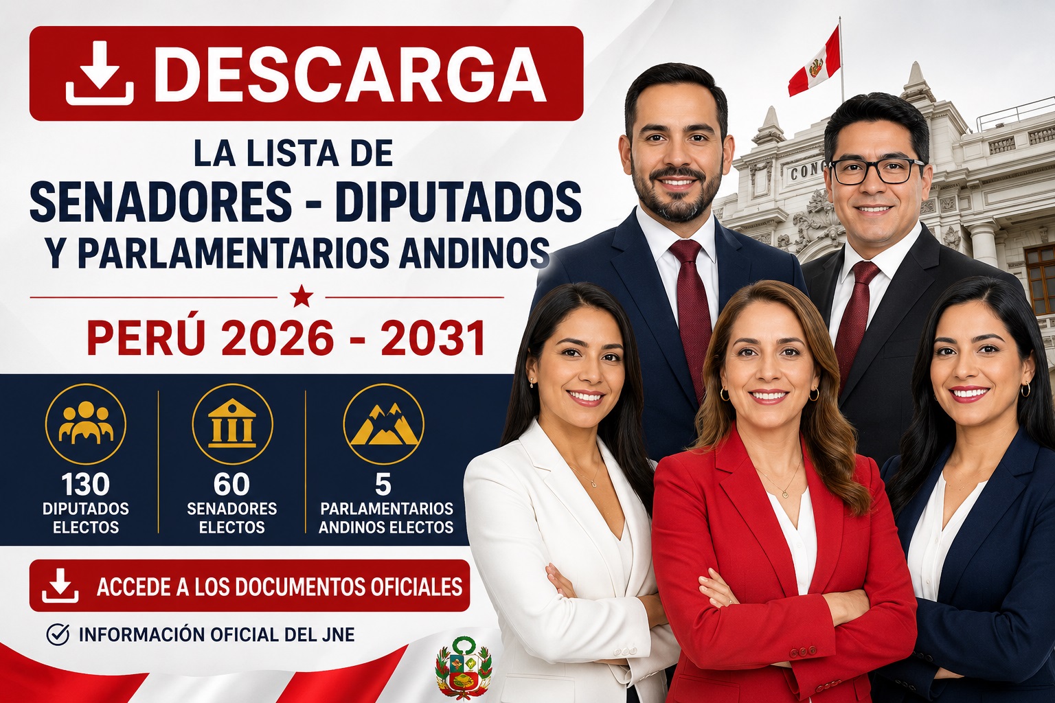 Lista de Senadores y Diputados 2026 2031 Perú